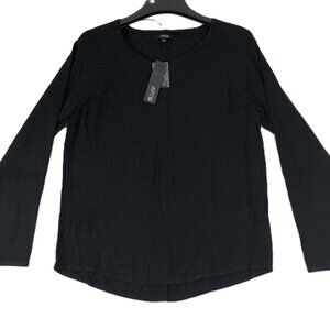Apt 9 Sweater Women's PL Petite Large Black Long Sleeve Diamond Pattern Top‎ NWT